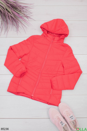 Women's red jacket with a hood