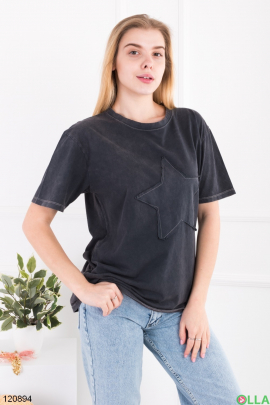 Women's dark gray oversized T-shirt 