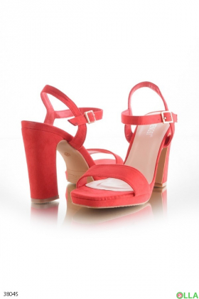Women's red sandals with heels