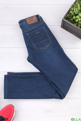 Чоловічі темно-сині джинси на флісі