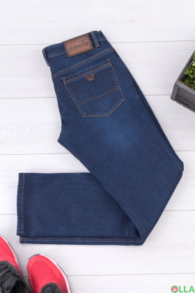 Чоловічі темно-сині джинси на флісі