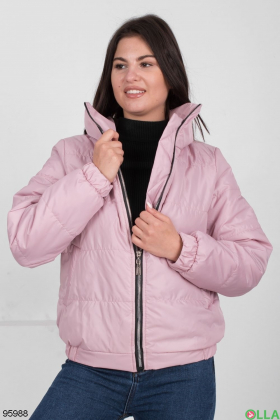 Женская розовая куртка без капюшона