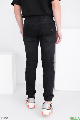 Чоловічі чорні джинси-джоггери