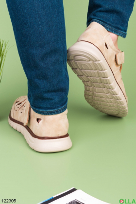 Мужские светло-бежевые туфли в спортивном стиле