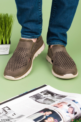 Men's khaki eco-leather shoes