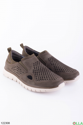 Men's khaki eco-leather shoes