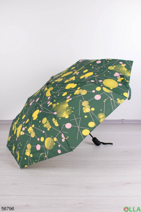 Женский зеленый зонт в принт