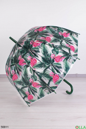 Женский зеленый зонт в принт