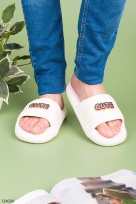 Men's white flip-flops