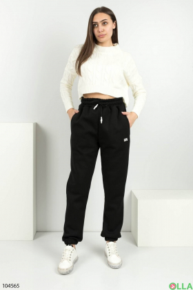 Women's black sweatpants with fleece