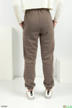 Women's dark gray sports trousers with fleece