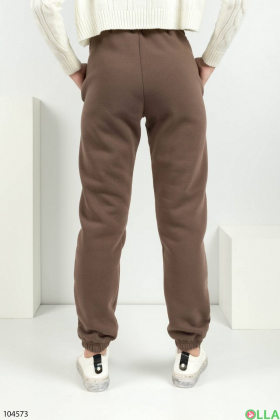 Женские коричневые спортивные коричневые брюки на флисе
