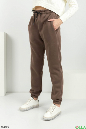 Women's brown sweatpants with fleece
