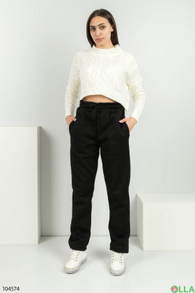 Women's black sweatpants with fleece