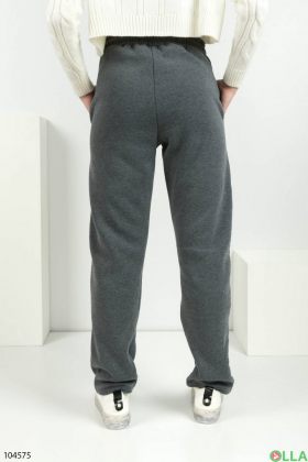 Women's brown sweatpants with gray fleece