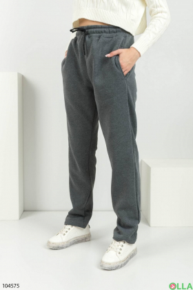 Women's brown sweatpants with gray fleece