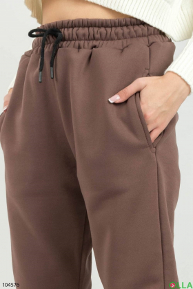 Жіночі коричневі спортивні коричневі штани на флісі