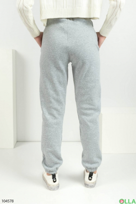 Women's  light gray sports trousers with fleece