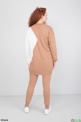 Women's brown and white knitted suit