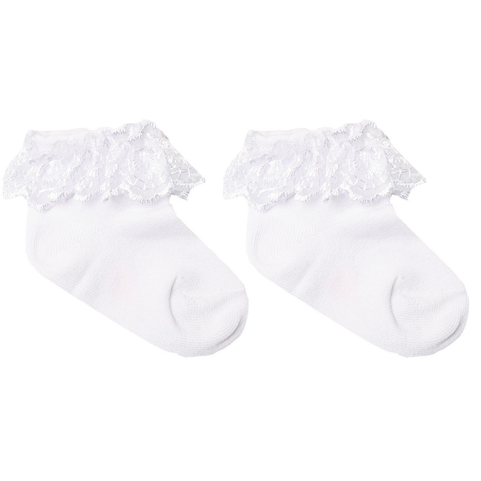 Детские носки для девочки NSD-65 ажурные с рюшей размер (90065)(упаковка 6 шт.) Белый