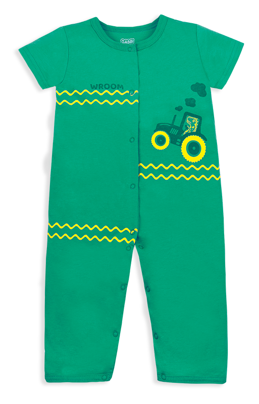 Комбинезон детский для мальчика на кнопках Технозавр Зеленый на рост (12084) Зелёный