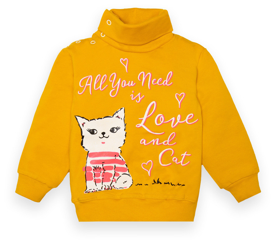 Детский свитер для девочки SV-22-2-1 "Cat" на рост (13317) Желтый 