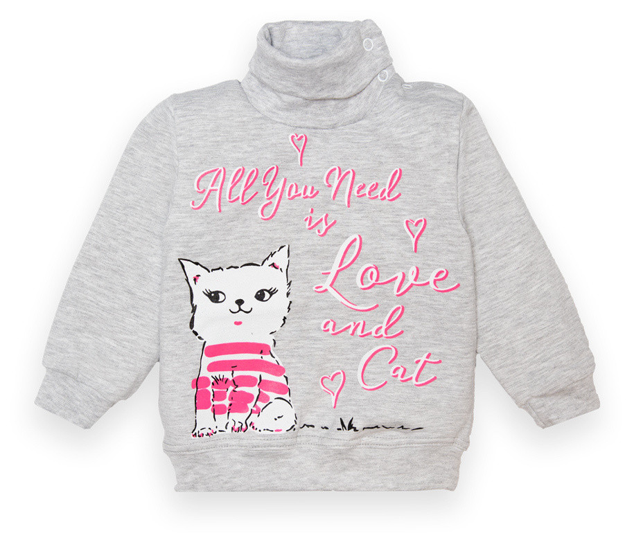 Детский свитер для девочки SV-22-2-1 "Cat" на рост (13317) Серый