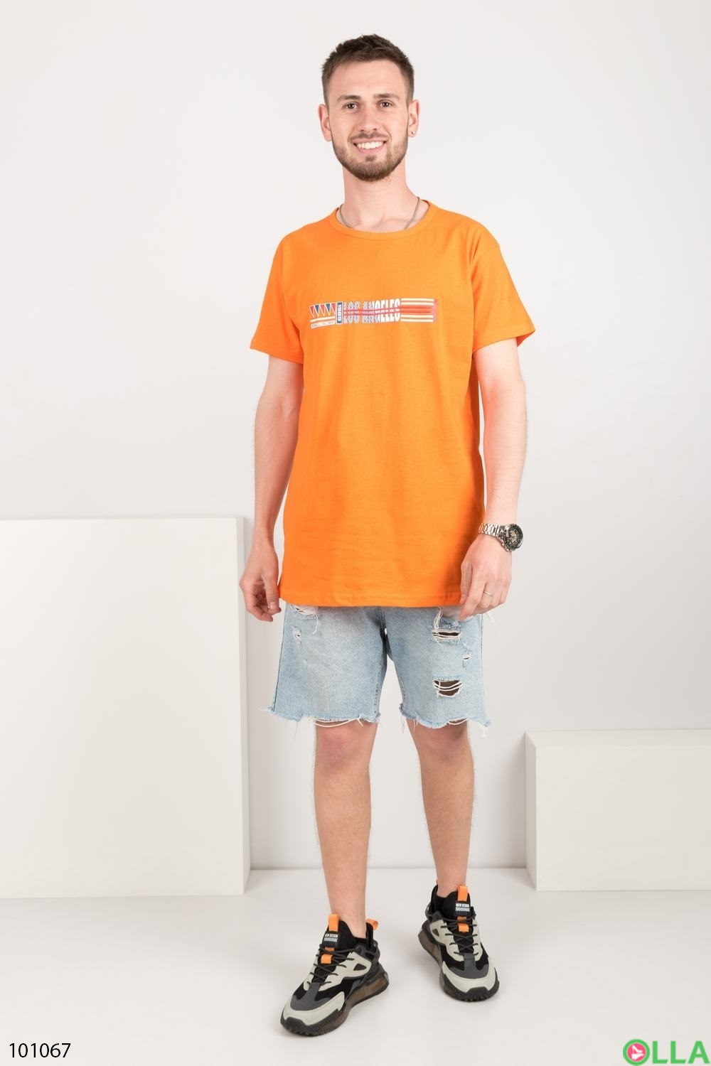 Чоловіча помаранчева футболка з написом