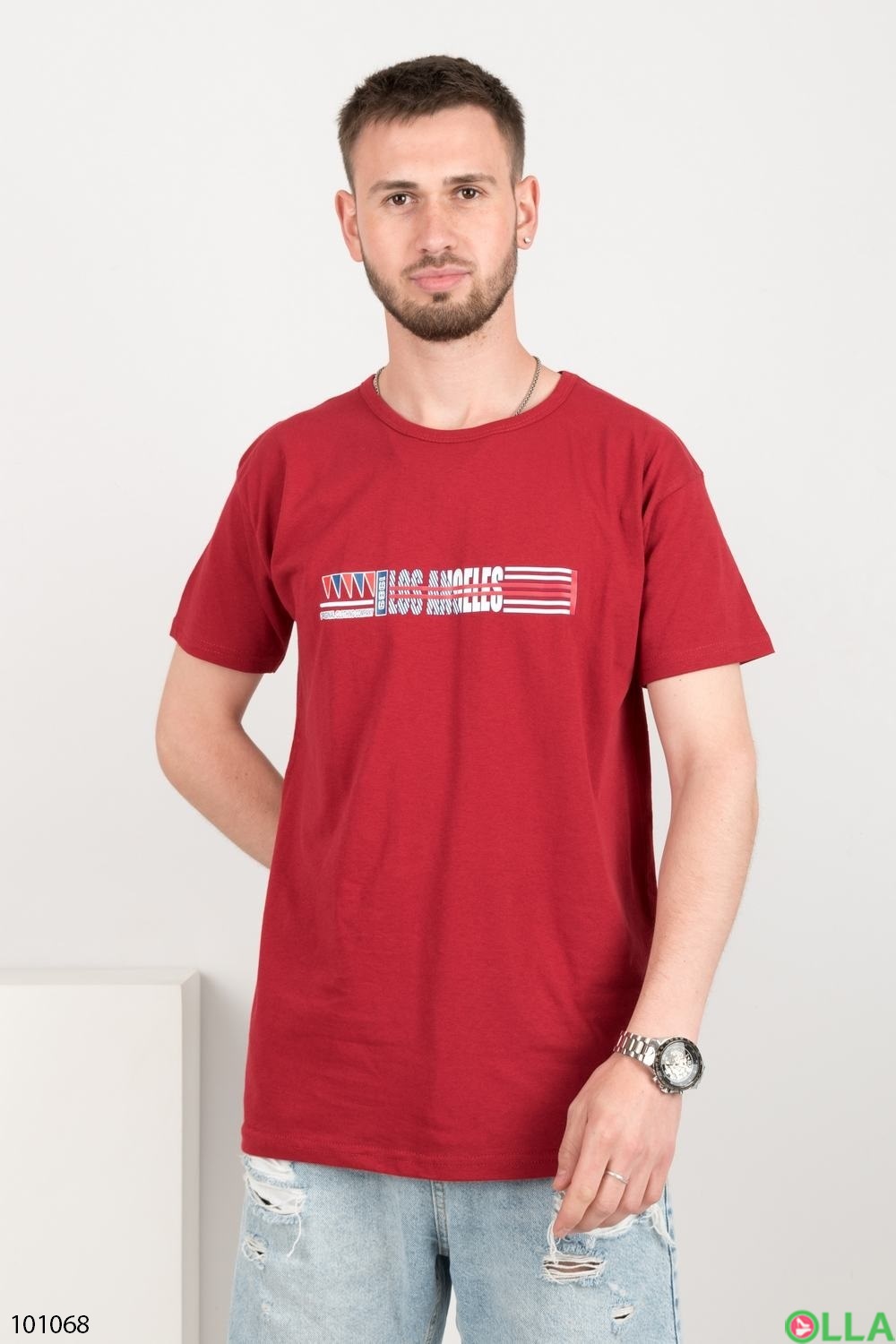 Чоловіча червона футболка з написом